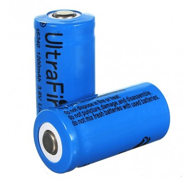 UltraFire battery 16340 1200mAh 3.6V Li-ion with button top