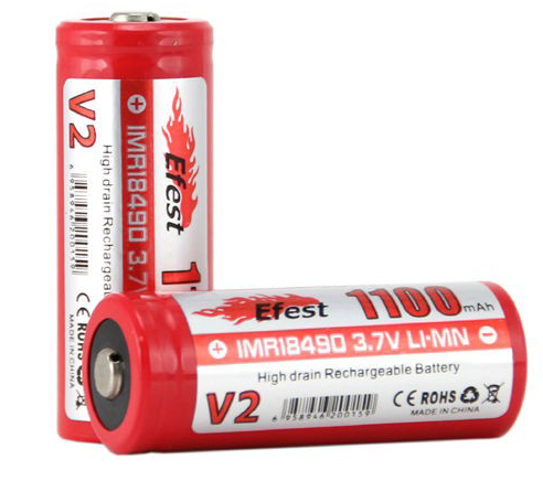 Efest IMR 18490 Li-Mn-Batterie-Button oben 1100mAh - HD (High Drain) Batterie