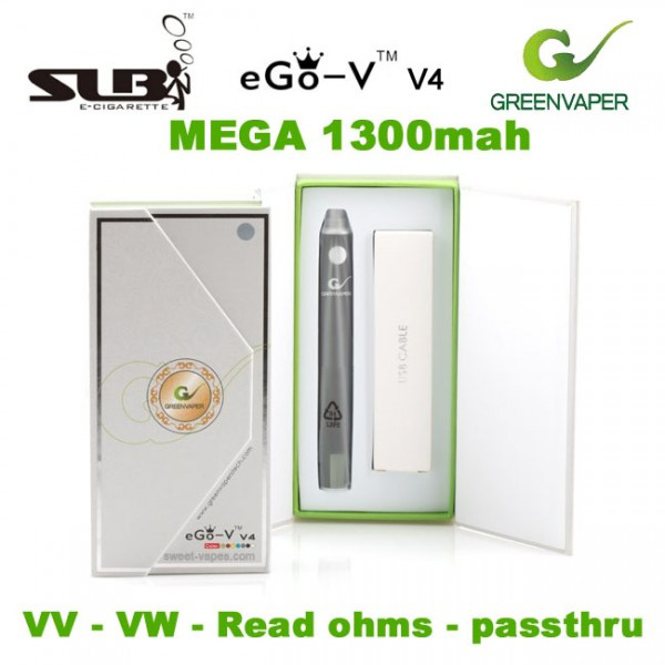 SLB eGo-V v4 MEGA 1300mAh batteria passthrough variabile di tensione / potenza e ohm metro